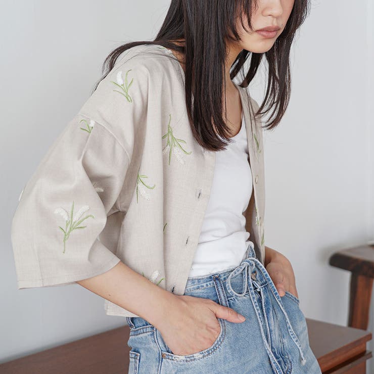 スズラン刺繍 6分袖ジャケット レディース | mili an deni | 詳細画像6 