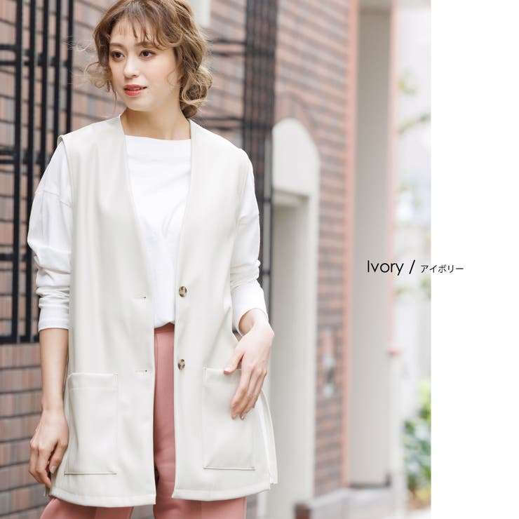 セミロングエコレザーベスト ノースリーブ 黒 | mili an deni | 詳細画像6 