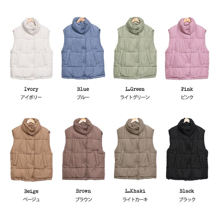 ファイバーダウンオーバーベスト スタンドカラー 暖かい | mili an deni | 詳細画像21 
