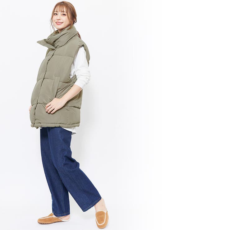 ファイバーダウンオーバーベスト スタンドカラー 暖かい | mili an deni | 詳細画像14 