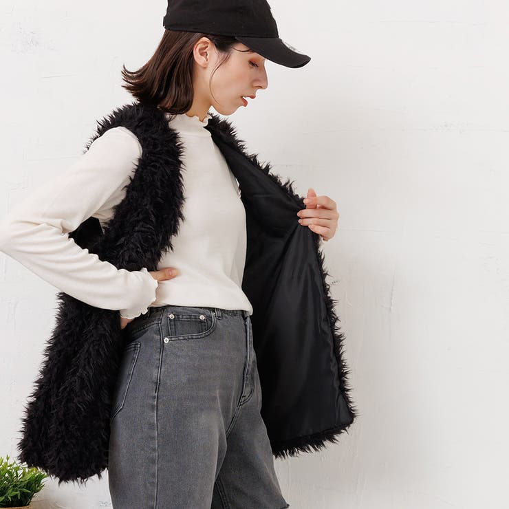 エステルボアミドル丈ベスト ノースリーブ 無地 | mili an deni | 詳細画像5 