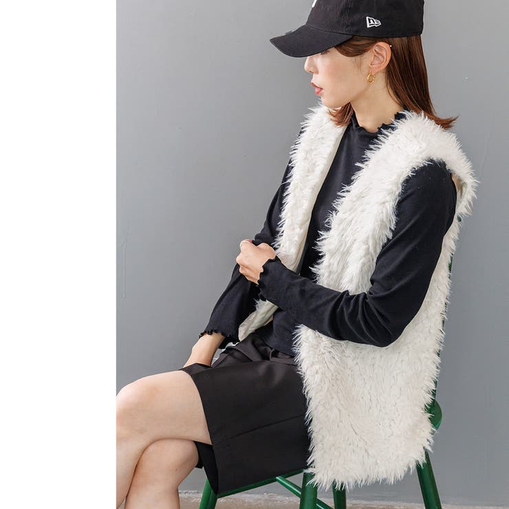 エステルボアミドル丈ベスト ノースリーブ 無地 | mili an deni | 詳細画像9 