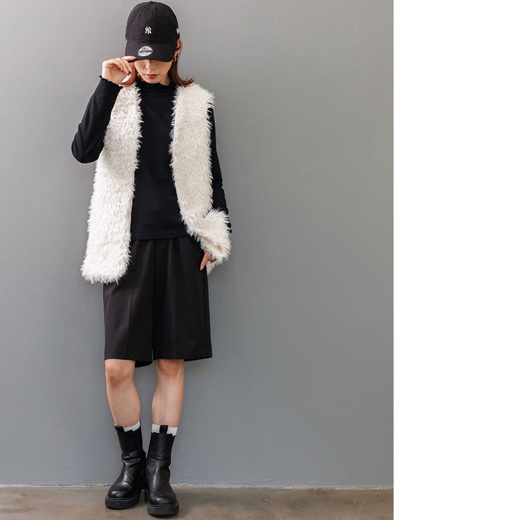 エステルボアミドル丈ベスト ノースリーブ 無地 | mili an deni | 詳細画像10 