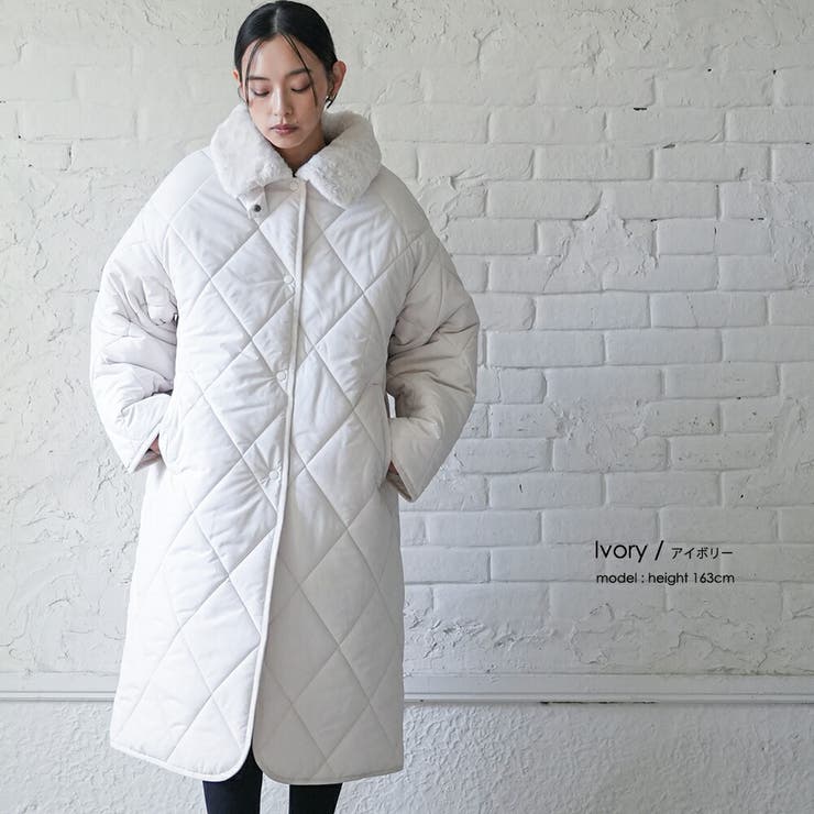 中綿ダイヤキルトファー付き2WAYカラーロングコート キルティング ファイバーダ… | mili an deni | 詳細画像6 