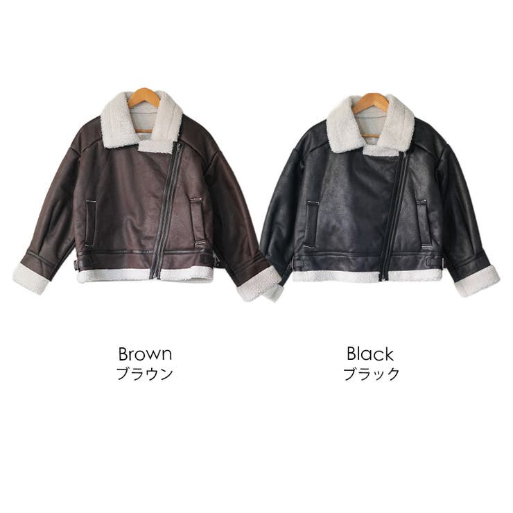 ムートンダブルジャケット フェイクムートンジャケット フェイクレザー | mili an deni | 詳細画像17 