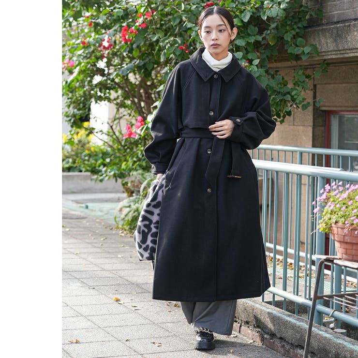 アレンジカラーシングルロングコート フェイクウール ウールタッチ | mili an deni | 詳細画像12 