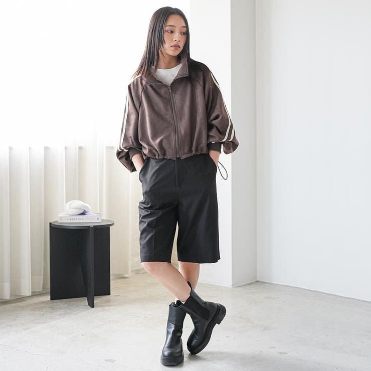 サイドラインフェイクスウェードトラックジャケット ジップアップ ボリューム袖 | mili an deni | 詳細画像11 