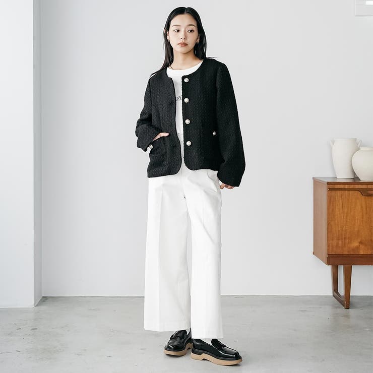 ミックスツィードノーカラージャケット ノーカラー 柄入り | mili an deni | 詳細画像10 