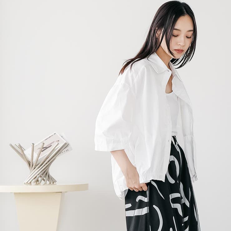 裾ギャザーミリタリーシャツ ブルゾン ライトアウター | mili an deni | 詳細画像9 