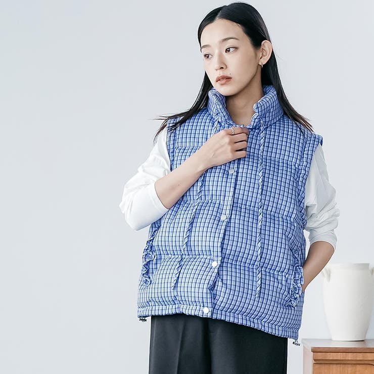 袖取り外しチェック中綿ブルゾン ブルゾン スタンドカラー | mili an deni | 詳細画像17 