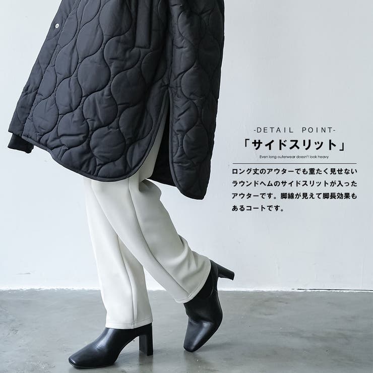 中綿キルトフード付きコート ビッグシルエット 微撥水[品番