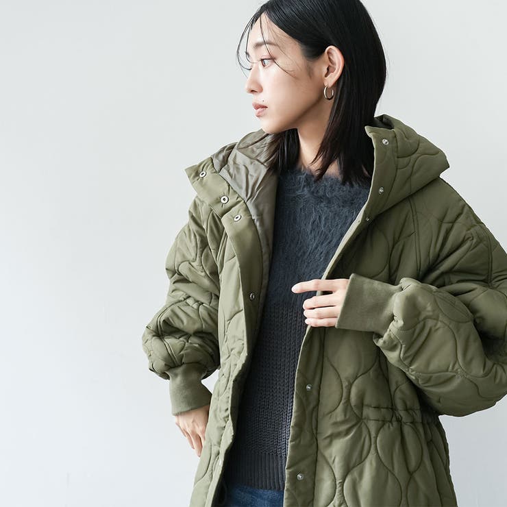 中綿キルトフード付きコート ビッグシルエット 微撥水 | mili an deni | 詳細画像12 