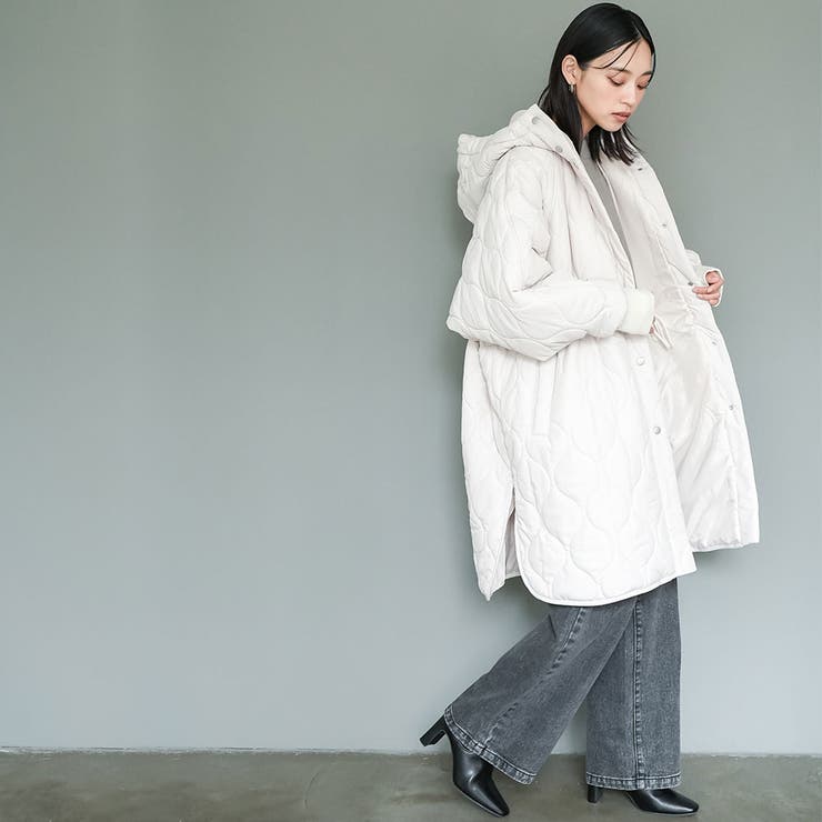 中綿キルトフード付きコート ビッグシルエット 微撥水 | mili an deni | 詳細画像18 