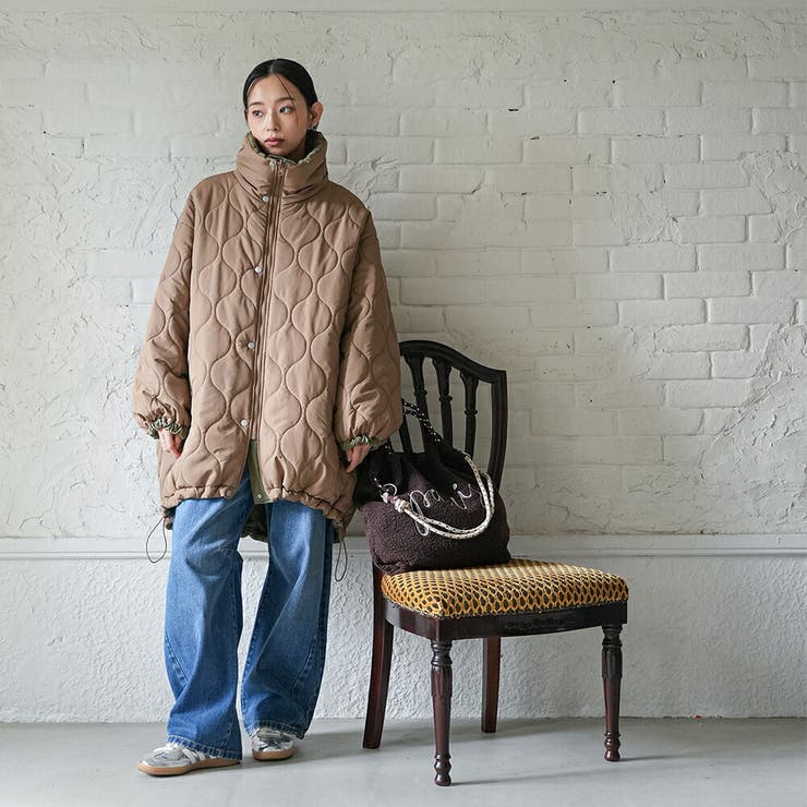 スタンドカラー中綿リバーシブルコート ビッグシルエット ファイバーダウン | mili an deni | 詳細画像12 