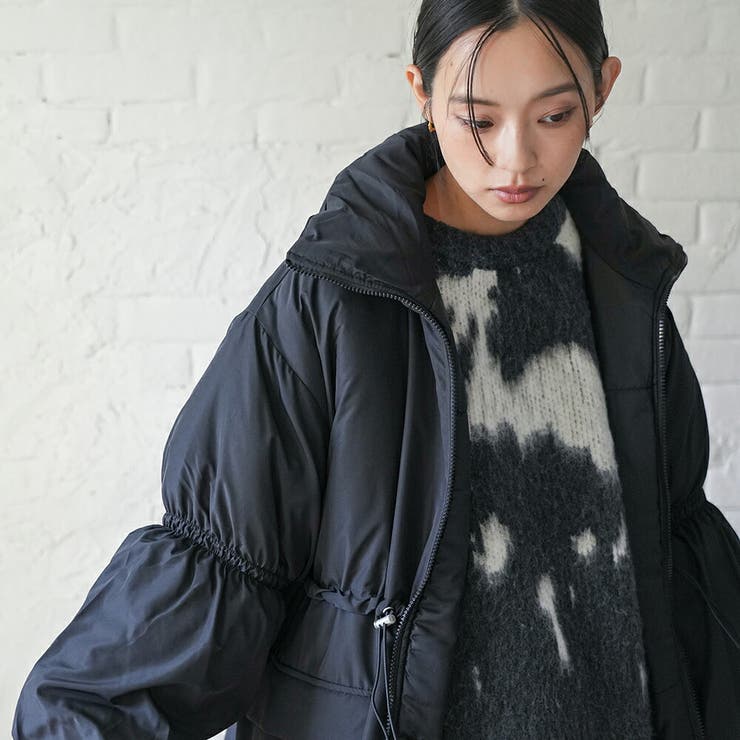 中綿ドロストスタンドカラーコート ビッグシルエット ファイバーダウン | mili an deni | 詳細画像9 