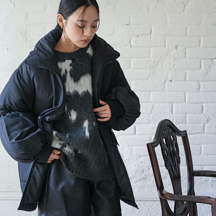 中綿ドロストスタンドカラーコート ビッグシルエット ファイバーダウン | mili an deni | 詳細画像10 