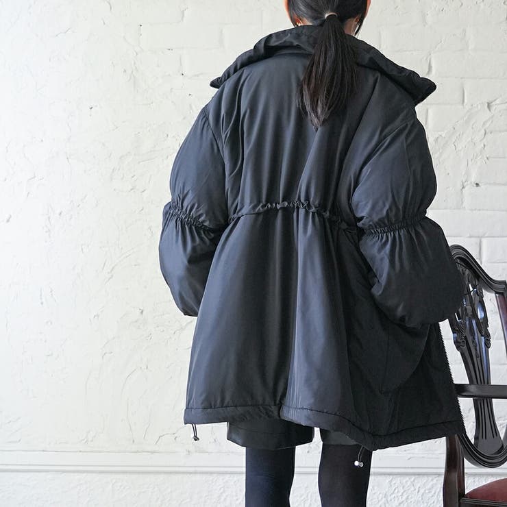 中綿ドロストスタンドカラーコート ビッグシルエット ファイバーダウン | mili an deni | 詳細画像12 