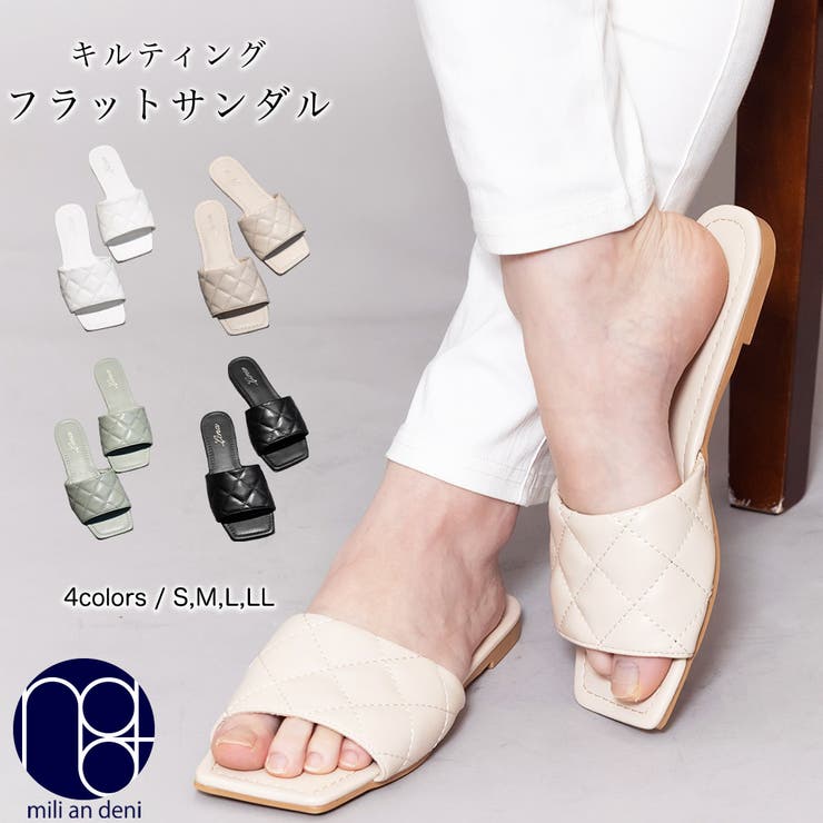 キルティングフラットサンダル スムース シューズ | mili an deni | 詳細画像1 