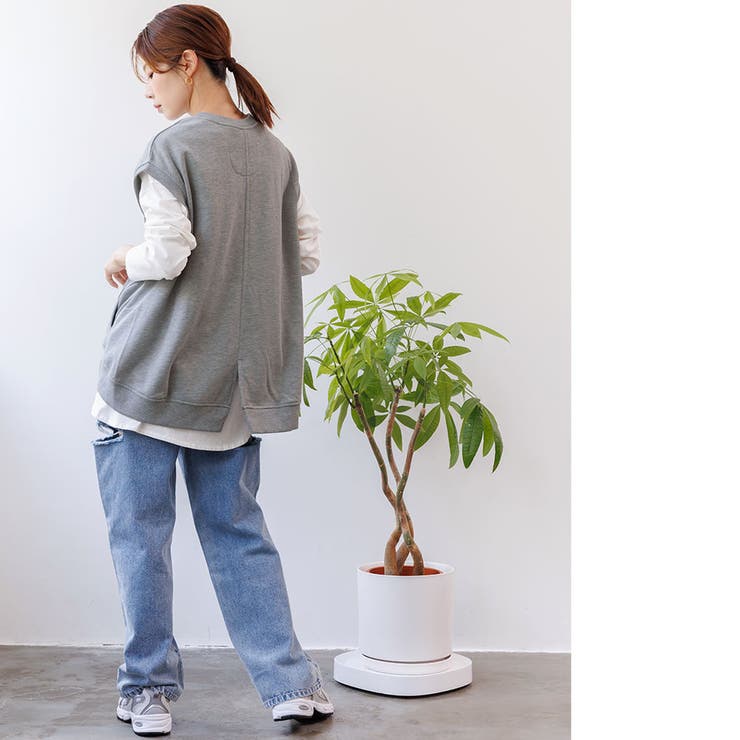 裏毛ポケット付ベスト バックスリット クルーネック | mili an deni | 詳細画像11 