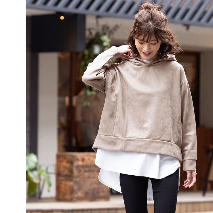 バックファスナーパーカー スウェード調 ドロップショルダー | mili an deni | 詳細画像12 