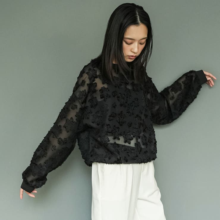 シアー花柄プルオーバー 花柄フリンジ プルオーバー | mili an deni | 詳細画像7 