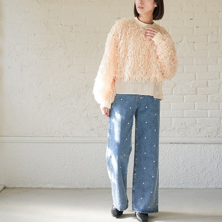 ラメシャギーレイヤードニットプルオーバー 重ね着 クルーネック | mili an deni | 詳細画像10 