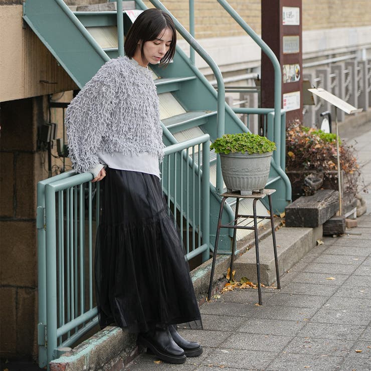 ラメシャギーレイヤードニットプルオーバー 重ね着 クルーネック | mili an deni | 詳細画像14 