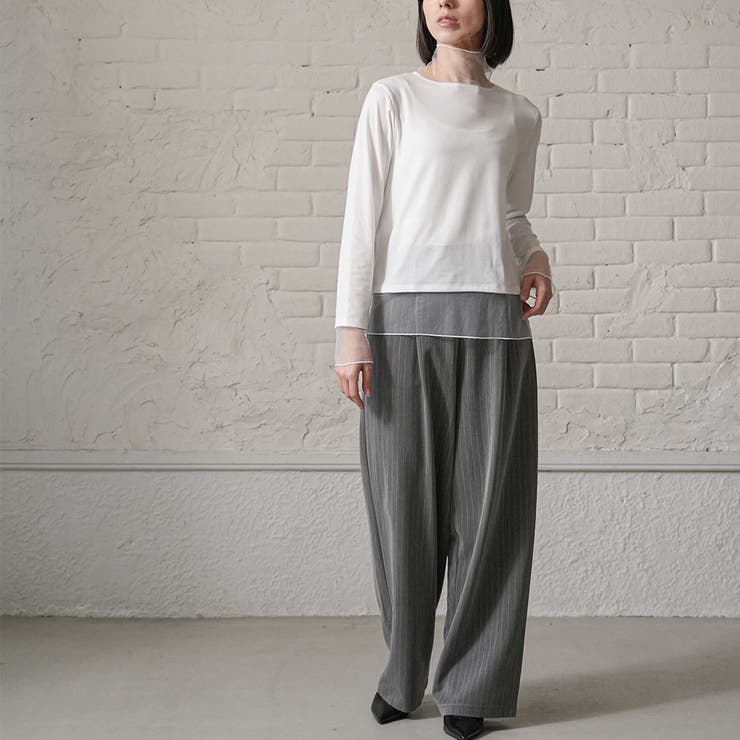 チュールハイネックトップス 異素材切替 クルーネック | mili an deni | 詳細画像12 