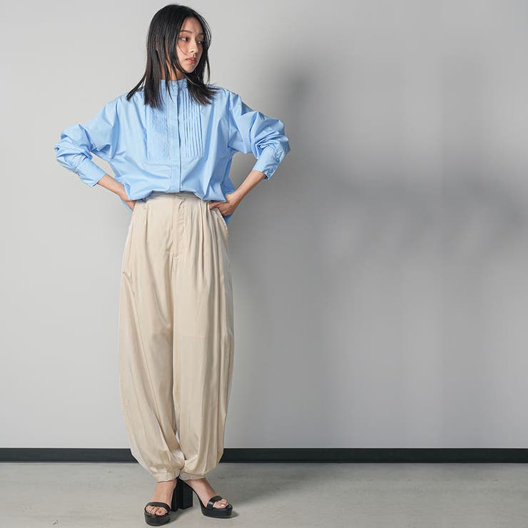 ノーカラータキシードシャツ ピンタック 裾ラウンド | mili an deni | 詳細画像25 