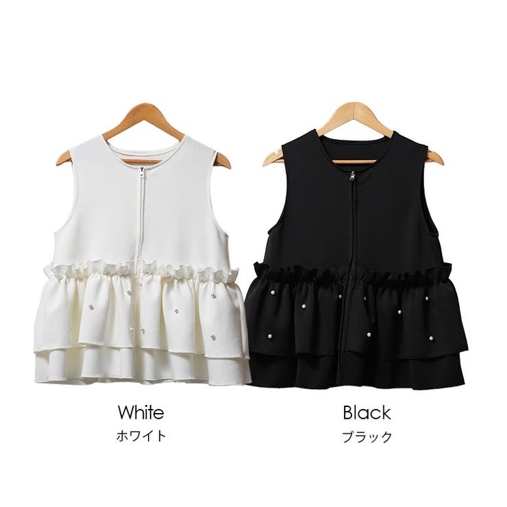 パールティアードフリルベスト ティアードフリル クルーネック | mili an deni | 詳細画像17 