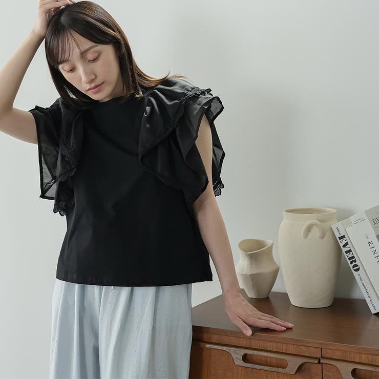 ラッフルスリーブTシャツ レディース フリル袖 | mili an deni | 詳細画像12 