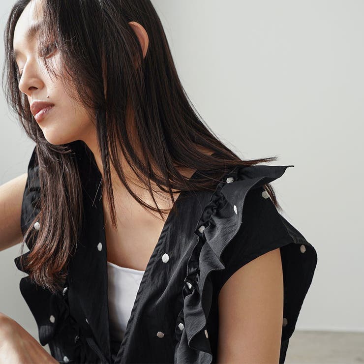 ドット刺繍 フリルベスト レディース | mili an deni | 詳細画像12 