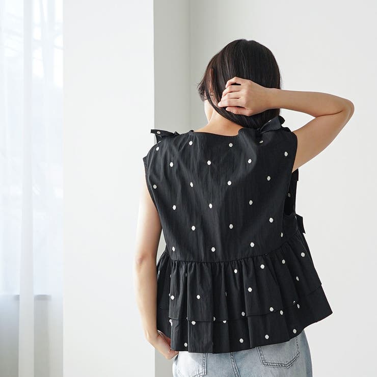 ドット刺繍 フリルベスト レディース | mili an deni | 詳細画像13 