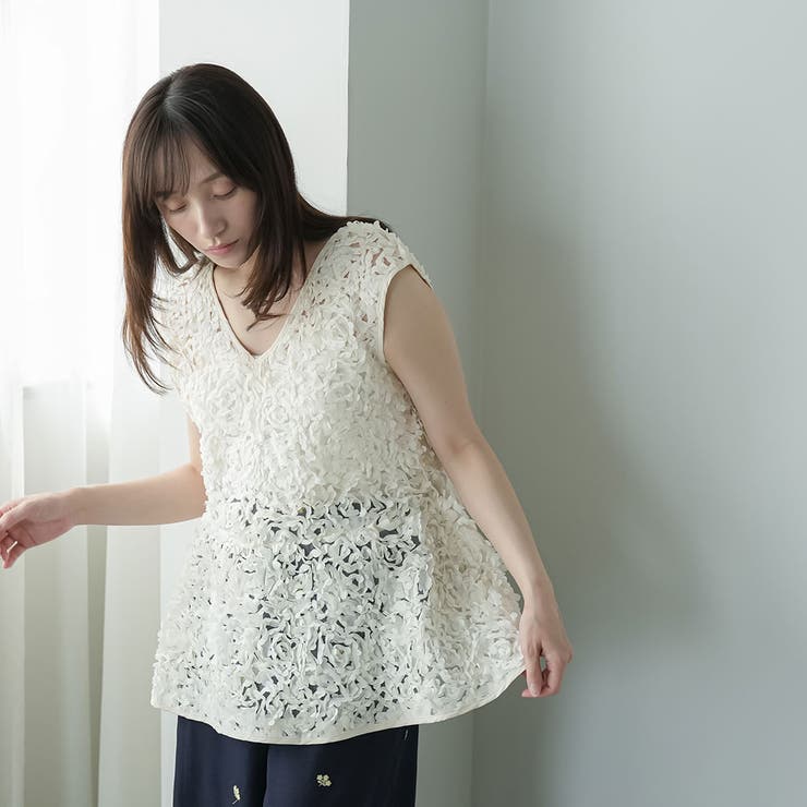 ペプラムベスト レディース フラワーモチーフ | mili an deni | 詳細画像11 