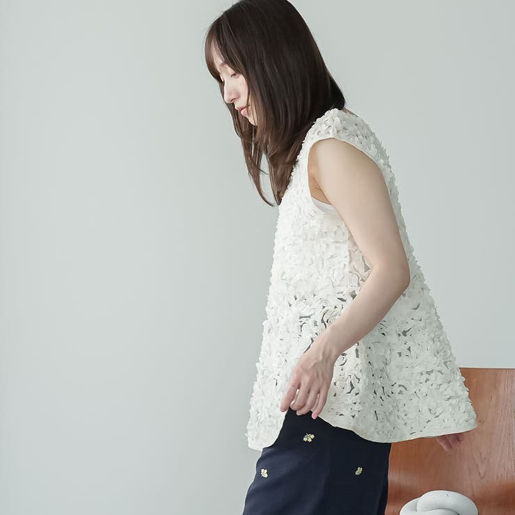 ペプラムベスト レディース フラワーモチーフ | mili an deni | 詳細画像12 