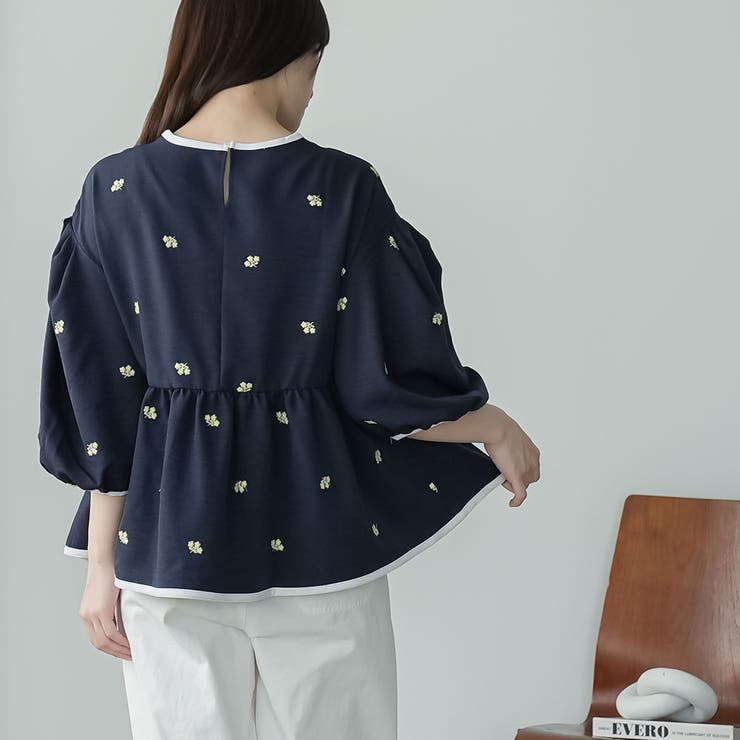 花柄刺繍 パイピングブラウス レディース | mili an deni | 詳細画像13 