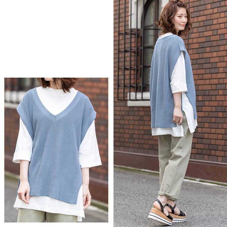 ニットベスト サイドループ Vネック | mili an deni | 詳細画像7 