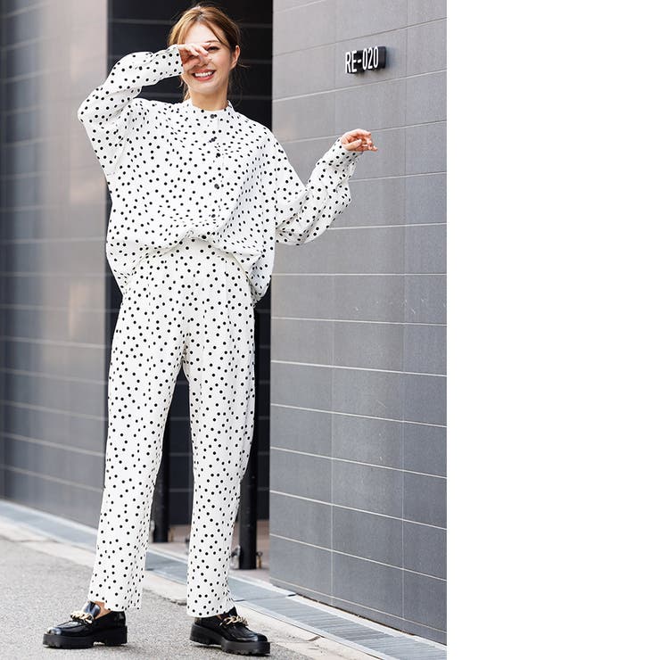 取り外しラッフル襟バンドカラードットシャツ 長袖 M | mili an deni | 詳細画像8 