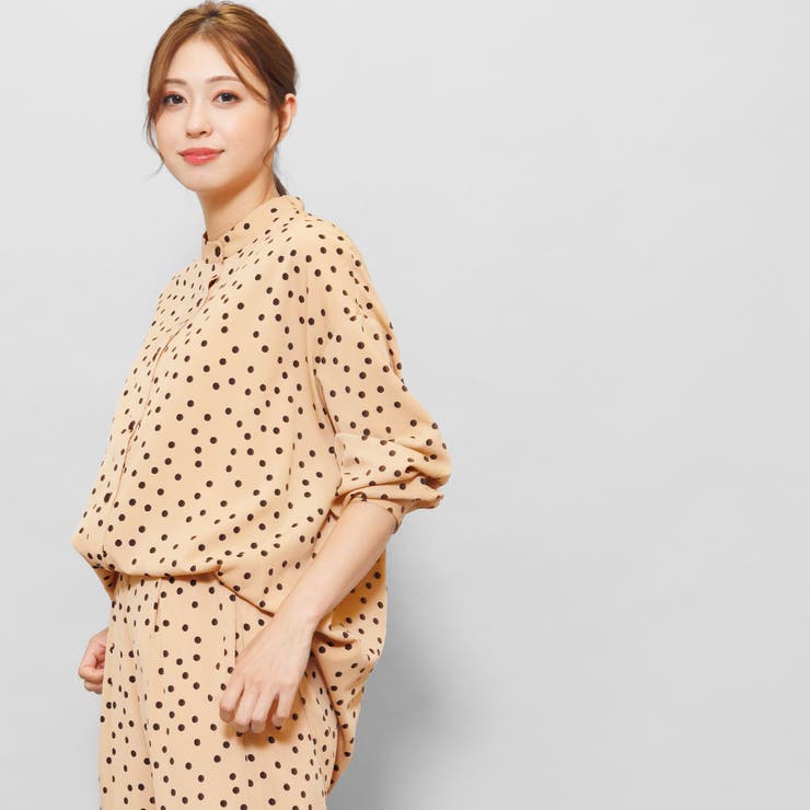 取り外しラッフル襟バンドカラードットシャツ 長袖 M | mili an deni | 詳細画像9 