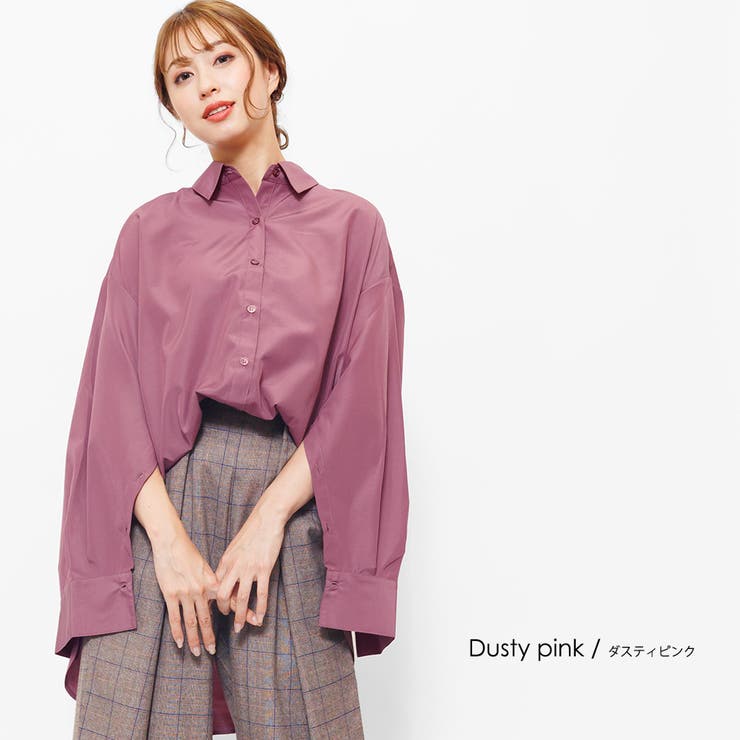 ダスティピンク | 袖開きポンチョ風シャツ 長袖 黒 | mili an deni