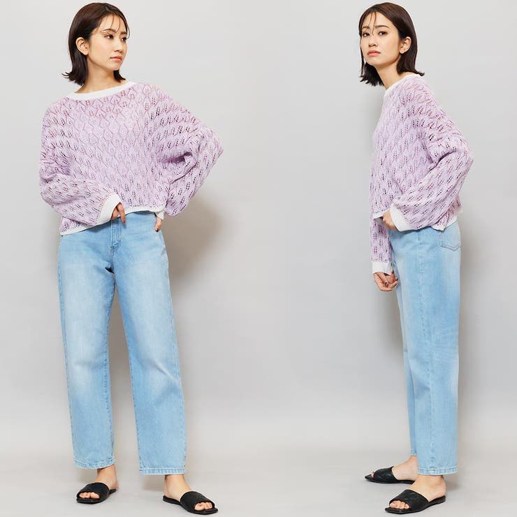 かぎ針編みリーフ柄ショートニット クルーネック 長袖 | mili an deni | 詳細画像13 