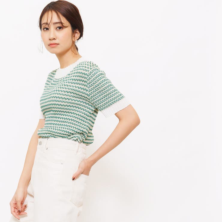 マルチカラーハイネックリブニット 半袖 クルーネック | mili an deni | 詳細画像7 