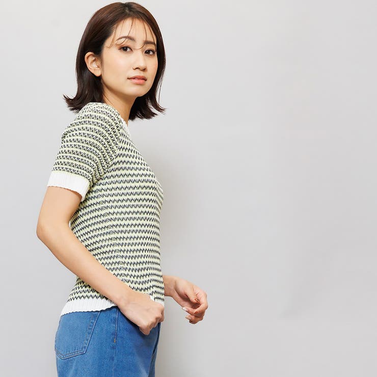 マルチカラーハイネックリブニット 半袖 クルーネック | mili an deni | 詳細画像11 