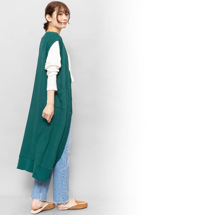 Vネックロングニットベスト ジレ ベスト | mili an deni | 詳細画像5 