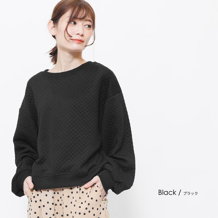 ブラック | カットキルト袖バルーン トレーナー 長袖 | mili an deni