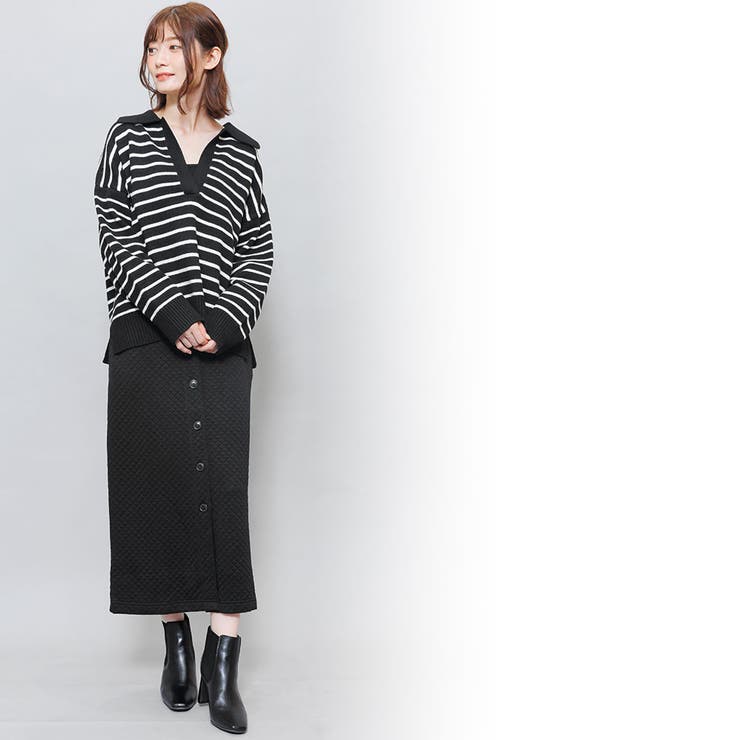 スキッパーボーダーニットプルオーバー ニット ドロップショルダー | mili an deni | 詳細画像11 