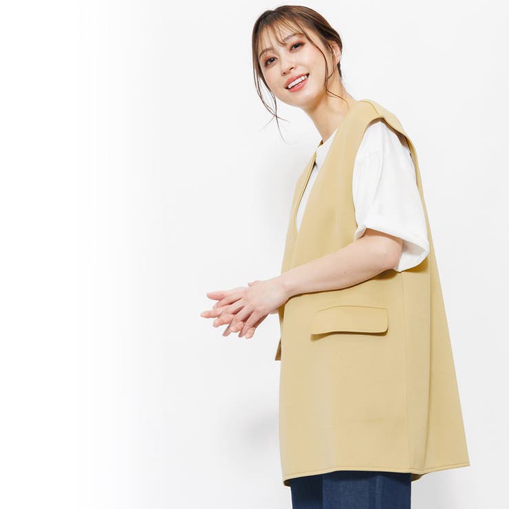 エステルポンチVネックオーバーベスト ノースリーブ 黒 | mili an deni | 詳細画像10 