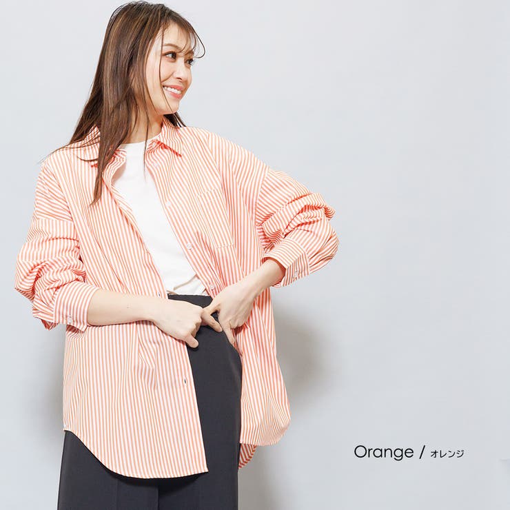 オーバーストライプシャツ 長袖 M[品番：MADW0004170]｜mili an deni