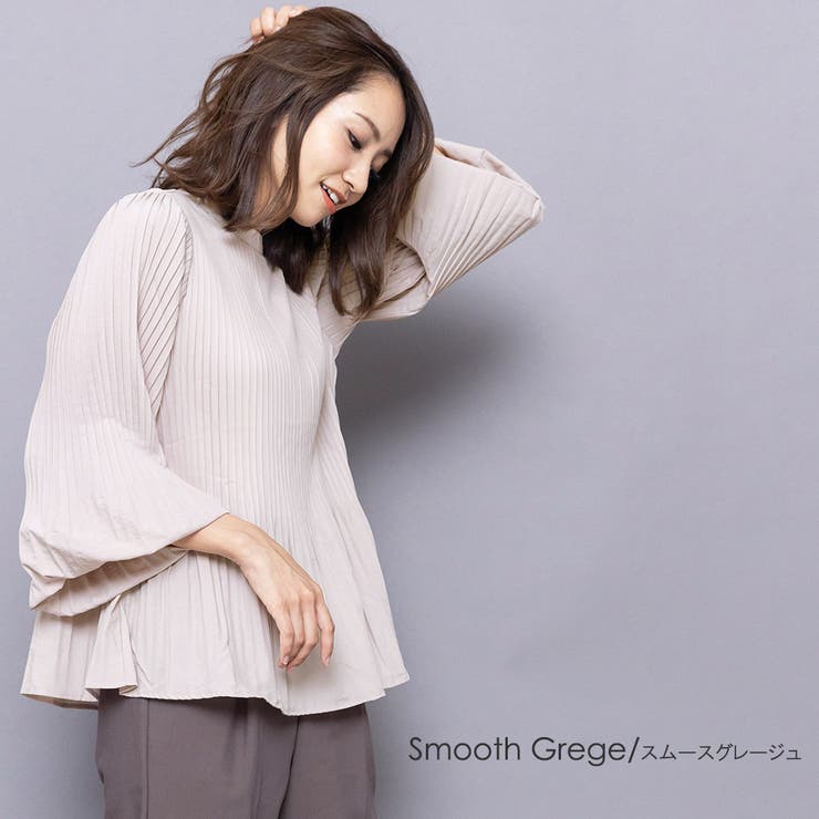 スムースグレージュ | ブラウス プリーツ ストール付き | mili an deni