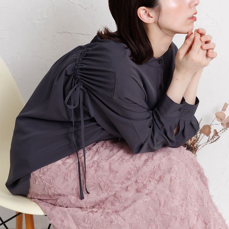 エステルPUバックドロストオーバーシャツ 長袖 黒 | mili an deni | 詳細画像9 